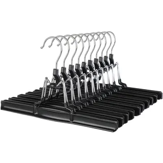 Songmics Hosenbügel 10 Stück aus Metall - Hosenspanner Rockbügel Kleiderbügel Klemmbügel Rockspanner um 360°drehbarer Haken für Röcke, Hosen Schwarz CRI07B-10