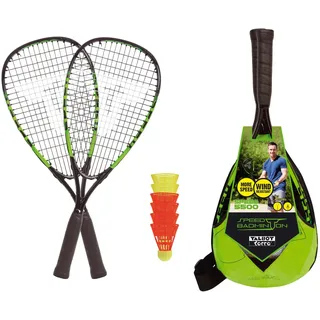 Talbot Torro 490115 - Speed-Badminton-Set SPEED 5500, 2 Alu-Rackets, 6 Bälle, 3/4 Tasche, schwarz-grün