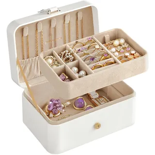 Songmics Schmuckkästchen für größere Accessoires, Geschenkidee, wolkenweiß