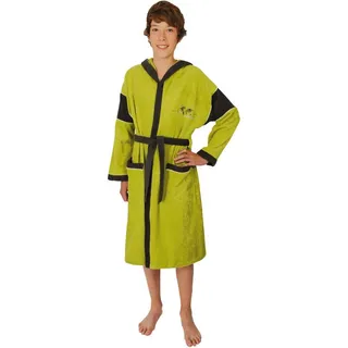 Wörner Kinderbademantel Connect, Langform, Baumwoll-Webfrottier, Kapuze, Gürtel, mit Stickerei, mit Taschen, maschinenwaschbar, trocknergeeignet grün 164 | 95 cm