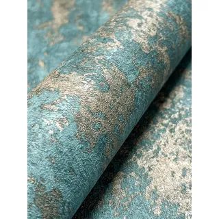 Newroom Tapete Türkis Vlies Betonoptik - Industrial Loft Putzstruktur Glanz für Wohnzimmer Schlafzimmer