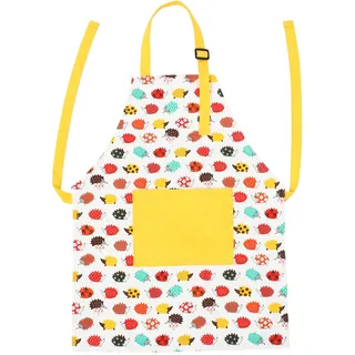 BESTonZON Kinderschürze Mit Taschen: Verstellbare Kinderschürze Bunter Igel Cartoon Für 2-6 Jahre Junge Mädche, Kochschürze Kinder Für Küche Kochen Backen Malerei Party Klein 50x 40 cm - 40 x 50 x 0.5 cm
