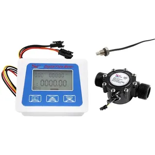 Wasserdurchflussmesser, Digital LCD Display Water Flow Sensor Meter Flowmeter Totameter Temperature Time Record With G1/2 3/4 1 Inch Flow Sensor für Wasser, Diesel und andere Flüssigkeiten(1 inch)