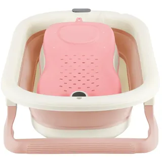 Kinderbadewanne aus PP + TPE, rutschfest, faltbar, für Babys, platzsparend, Badewanne für Neugeborene, B-43 x 71 x 18,5 cm (Rosa)