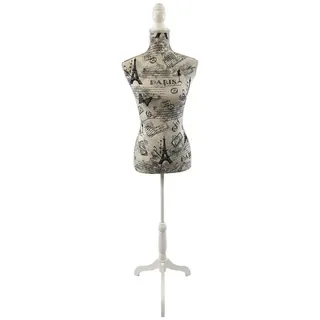 Relaxdays Schneiderpuppe 36/38 Paris Beige,Weiß,Schwarz