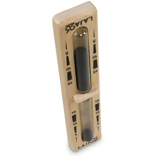 LaJa26 Sauna Sanduhr "Bügel" schwarzer Sand - FSC Espenholz - Drehgestell aus Holz zur Montage an der Wand - Beständig gegen Wärme und Luftfeuchtigkeit - Fertig montiert - Handarbeit Made in Europe