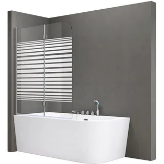 SoGood doporro Duschwand für Badewanne Badewannenaufsatz 120x140cm Duschabtrennung 6mm ESG-Sicherheitsglas teilsatiniert inkl. Nano-beschichtung Badewannenfaltwand