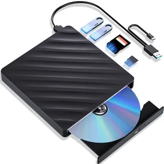 Wbacon 5 In 1 Externes Blu Ray Laufwerk USB 3.0 Type-C Bluray Player Externer Bluray Brenner DVD Burner with SD/TF Card Slot Compatible with Windows Xp/7/8/10 MacOS