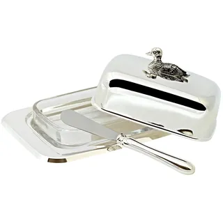 Edzard Butterdose Ente, mit Glasschale, und Buttermesser, für 250 gr Butter