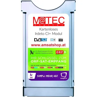 ORF DIGITAL DIREKT Irdeto CI+ Modul für Sat (Kartenlos, Keine Karte notwendig) mit 3 Monate SimpliTV, NUR FÜR ÖSTRREICH GEEIGNET, für CI+ Fernseher & Sat Receiver, bei Regiestrierung 5 Jahre gültig