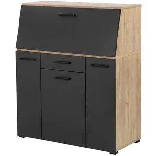 otto home Sekretär Moid, Home-Office-Schreibtisch, viele Stauraummöglichkeiten, kompaktes & modernes Design, B. 88,5 cm schwarz
