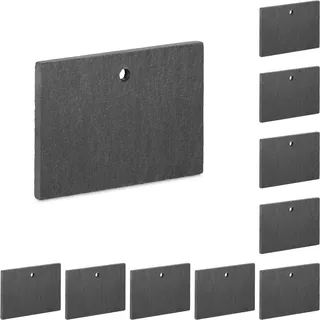 Relaxdays Schiefer Pflanzenschilder, 10er Set, Beetbeschriftung zum Aufhängen, Garten Zubehör, Schiefertafeln, anthrazit