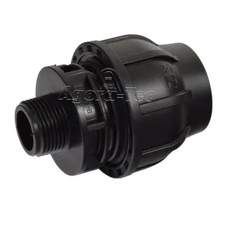 Agora-Tec PE-Fitting Kupplung 32 mm x 3/4 Zoll AG (26,4 mm) für PE-Rohr 32 mm SCHWARZ