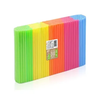 None 250 Mehrweg Shake Plastik Trinkhalme / Strohhalme bunt 24 cm Ø 9 mm