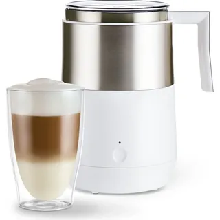 Tchibo Induktions-Milchaufschäumer, spülmaschinengeeigneter Rührbehälter, Einsatz und Deckel, warmer und kalter Milchschaum, für Latte Macchia... - Weiß