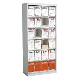 Kerkmann Prospektregal Media grau DIN A4 24 Fächer 97,0 x 42,0 x 220,0 cm, 1 St.