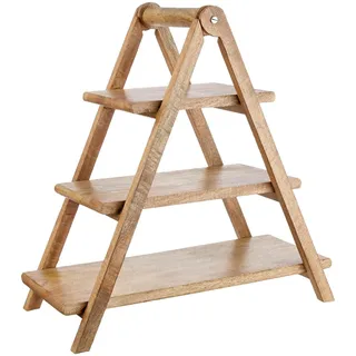 BUTLERS Etagere 3-stufig eckig mit abnehmbarem Dekotablett aus Holz -Mango Days- Serviergestell mit 3 Etagen | Servierständer für Brot, Obst, Kuchen | Etagenständer für Tisch- & Party Deko