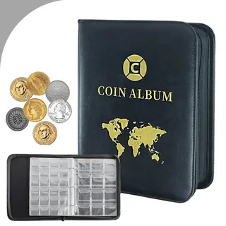 Album für Münzen, 18 Seiten, 360 Taschen, Album für Münzen, Sammlungen, Banknoten und Geldstempel, Schwarz