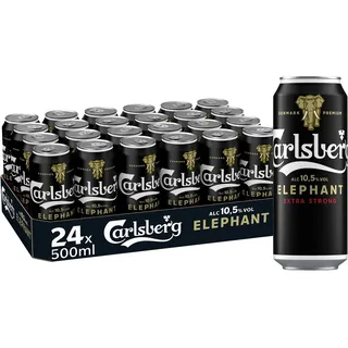 Carlsberg Elephant Extra Strong 10,5 % Vol. Dosenbier 0,5 l | 24 Starkbier Dosen in vollmundig, kräftigem Geschmack | Bier Palette Einweg (24 X 0,5 l)