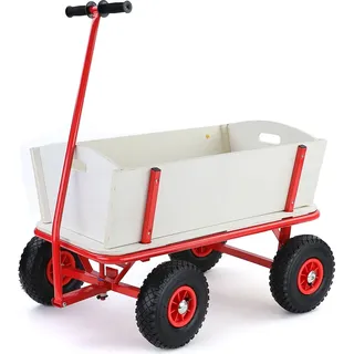 RAMROXX Bollerwagen Holz Handwagen rot