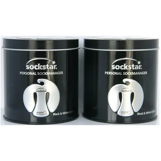 Super Angebot! 2 Familie Packungen Sockstar in edle Luxus Präsentdose aus Metall - Sockenklammern - Sockenclips. Preis für 2 Packungen, 40 Clips, 4 Farben