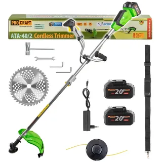 PROCRAFT ATA-40/2 Akku Freischneider 40 V ( 2x 20 V ) 220 mm Brushless + 2x Akku 4,0 Ah + Ladegerät