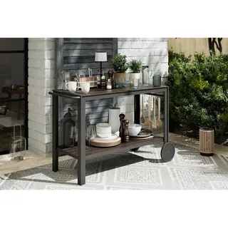 Ambia Garden Garten-Servierwagen, Schwarz, Metall, Kunststoff, Holzoptik, rechteckig, eckig, 45x74x105 cm, Gartenzubehör, Gartenkommoden & Gartenregale