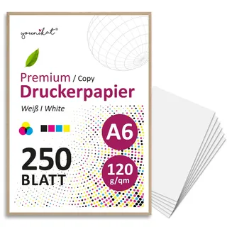 younikat DIN A6 Premium Kopierpapier I 120 g/m2 druckgeeignet I 250 Blatt in weiß I 105 x 148 mm I Blanko Papier für Druck Basteln Notizen Karten Rezeptpapier I dv1551