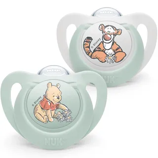 NUK Star Babyschnuller | 0−6 Monate | Beruhigt 99 % der Babys | BPA-freie Silikonschnuller | Winnie the Pooh | Mit Etui | 2 Stück