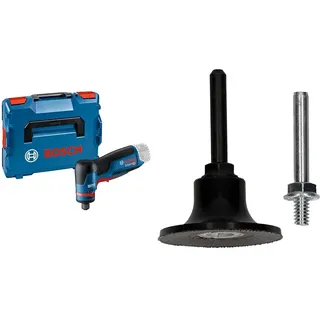 Bosch Professional 12V System Geradschleifer GWG 12V-50 S (bürstenloser Motor, hohes Drehmoment, Gasgebeschalter und 5 Drehzahlstufen, in L-BOXX) + 1x Stützteller mit R-Typ-Aufnahme (Ø 50 mm, Zubehör)
