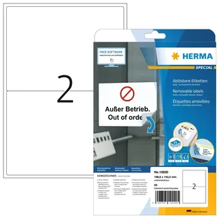 Herma Adressetiketten 10020 Weiß 199,6 x 143,5 mm 25 Blatt 50 St.
