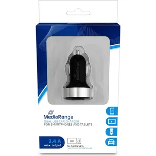 MediaRange KFZ-Ladegerät 3,4A 2x USB-A schwarz/silber