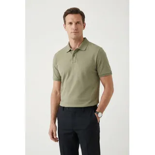 FYNCH-HATTON Poloshirt FYNCH-HATTON, Herren, Gr. M, pistachio, Web, Obermaterial: 100% Baumwolle, unifarben, regular fit normal, ohne Ausschnitt, Shirts, regular fit Passform, 2-Knopf-Kragen, aus reiner Baumwolle