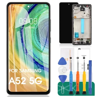 INCELL Ersatzdisplay für Samsung Galaxy A52 5G LCD für Samsung Galaxy A52 5G Digitizer für SM-A526B SM-A526U Display Touchscreen Montage Reparaturteil mit Rahmen (kein Fingerabdruck)