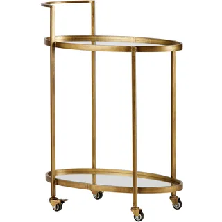 Woood "Push Trolley", metall antique brass