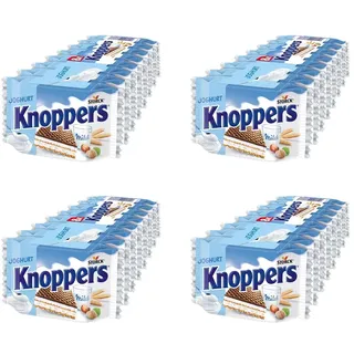 Knoppers Joghurt – 4 x 200 g – Gefüllte Waffelschnitten mit Joghurt- und Nougatcreme, Haselnüssen und Kakao