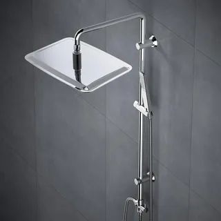 Görbach Edelstahl Duschsystem ohne Armatur Regendusche Duschset rechteckig 35x25cm Chrom 35x25cm
