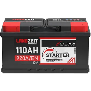 LANGZEIT Autobatterie 12V 110AH 920A/EN Starterbatterie +30% mehr Leistung ersetzt Batterie 92Ah 95Ah 100Ah 105Ah