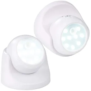 Luminea 2er-Set kabellose LED-Strahler, Bewegungssensor, 360° drehbar,100 lm