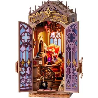 Rolife Book Nook Kit für Erwachsene Miniatur Haus Selber Bauen mit Licht | Magic Fantasy Corner Booknook Ohne Kleber, 185-teiliges 3D-Puzzle, Buchstütze Basteln als Haus Dekoration Geschenkidee