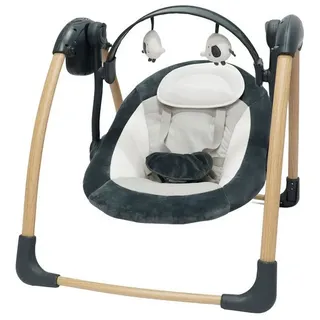 BOJUNGLE Babywippe mit Musik, Vibration und Spielbogen, shedy grey, Klappbare Babywippe