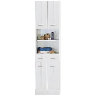 WELLTIME Rallye Hochschrank 50 x 190 x 34 cm Weiß Kunststoff/MDF/Spanplatte/Massivholz