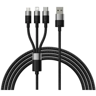 Baseus 3in1 USB auf M+L+C 3,5 A 1,2 m Schwarz
