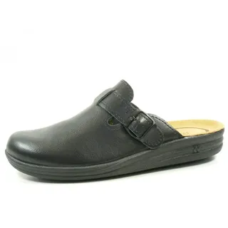 Romika 49055 Village 265 Herren Hausschuhe Pantoffeln Leder Clogs , Größe:41 EU, Farbe:Schwarz - Schwarz - 41