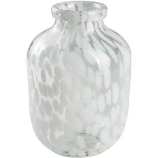 Glasvase Happy Patchy 23cm weiß Weiss. Vase aus Glas, Blumenvase mit Punkten, Konfetti, mundgeblasen