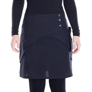 Vishes Minirock Damen Mini-Rock Baumwolle A-Linie breiter Bund mit Knopfleiste und Alternative Bekleidung, Ethno, Hippie, Retro Style schwarz 36-38