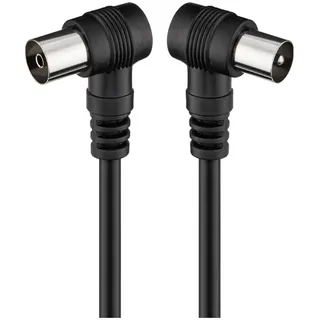 goobay 11525 Gewinkeltes Antennenkabel, Sat Anschlusskabel, Koaxialkabel, Satellitenkabel, Koax-Stecker 90° auf Koax-Buchse, 2-fach geschirmt, 75 Ohm, 70 dB, schwarz, 1,5m