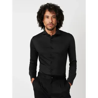 Desoto Langarmhemd DESOTO "Jerseyhemd Essential Hai langarm", Herren, Gr. 44, N-Gr, schwarz (solid schwarz), Jersey, Obermaterial: 100% Baumwolle, körpernah, 1-Knopf-Manschette, Hemden, Flexibler Stretch