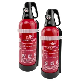 ANAF Pulver-Feuerlöscher Aluminium Doppelpack 2 kg ABC mit 4 LE KFZ Halterung, Manometer, Dauerdruck, ABC-Pulver, (Doppelpack) 2 kg, mit Halterung, Manometer rot
