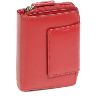 LEAS Große Vollleder Damen Geldbörse mit RFID Schutz Reißverschluss rot